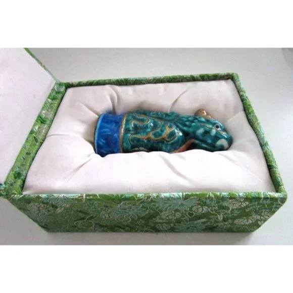 VTG Asian Porcelain QiLin Animal Unicorn Figurine with Box - Blessings & Luck